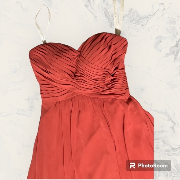 Azazie braidsmade burnt orange chiffon dress - Picture 6 of 7